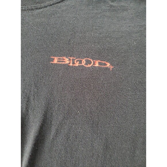 Blood Large Cotton Black Logo Sun Faded Short Layer Sleeve Tee Shirt - Picture 4 of 10